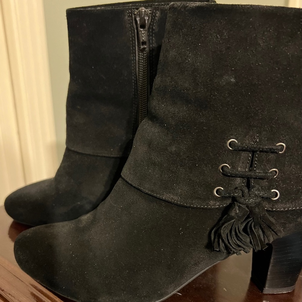 Black suede booties